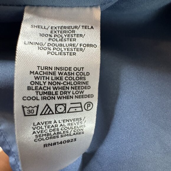 LOFT Womens Tweed Mini Pocket Dress 12 Blue Gold Buttons Fringe Old Money 60s - Picture 15 of 16